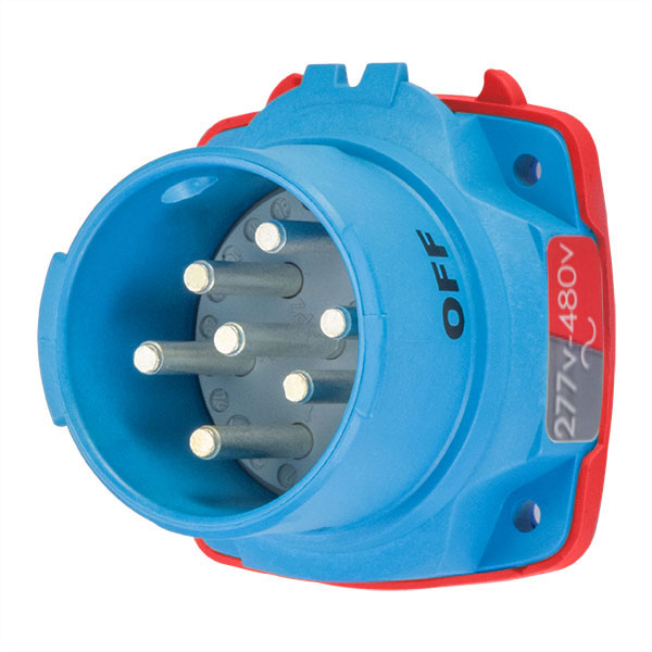 63-38047-972 - DSN30 INLET POLY BLUE SIZE 2 TYPE 4X IP 69 3P+N+G 30A 277/480 VAC 60 Hz +2 AUX
